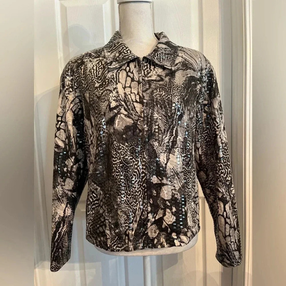 Jackets Galore By John Farah Snake Print Zip Jacket Size Small Women EUC - Picture 6 of 10